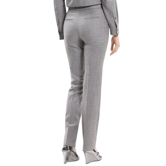 THEORY Gray Slim-Straight Wool Pant in New Light Heather Sleek Flannel Sz 2 NWT - Picture 6 of 10